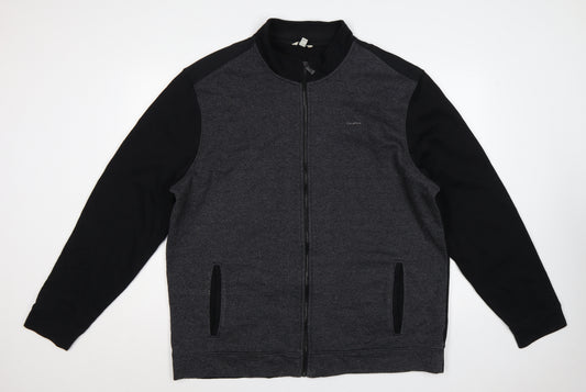 Calvin Klein Men Grey 2XL Full Zip High Neck Logo Sweatshirt