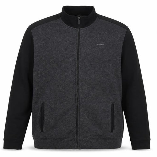 Calvin Klein Men Grey 2XL Full Zip High Neck Logo Sweatshirt