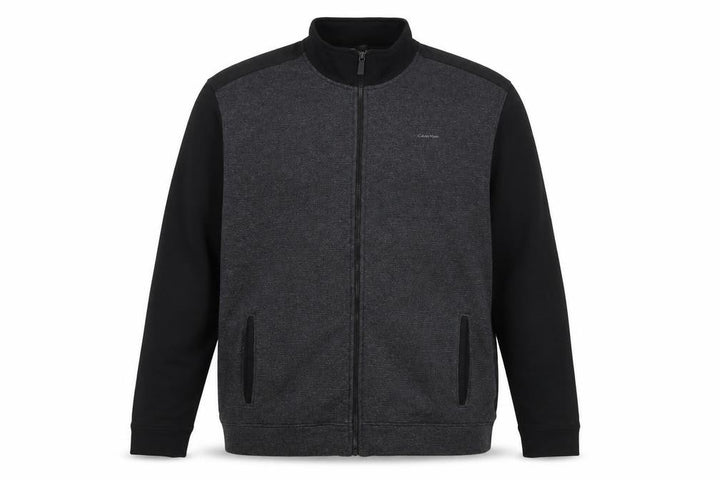 Calvin Klein Men Grey 2XL Full Zip High Neck Logo Sweatshirt