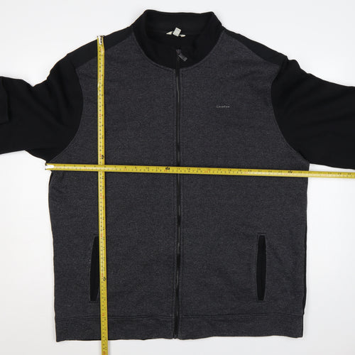 Calvin Klein Men Grey 2XL Full Zip High Neck Logo Sweatshirt