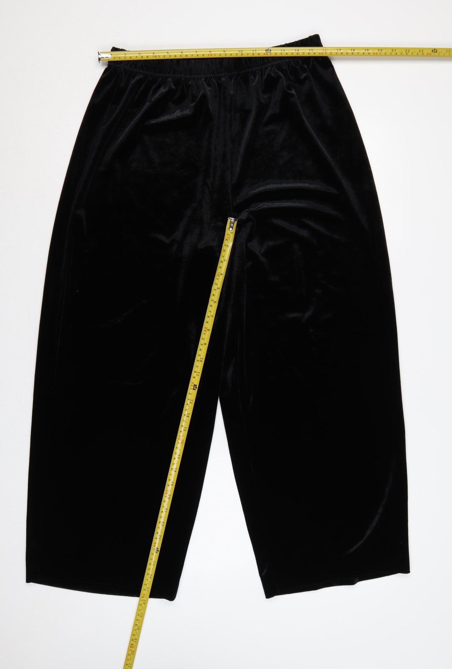BB Dakota Women's Black L Velvet Wide-Leg Pull-On Trousers