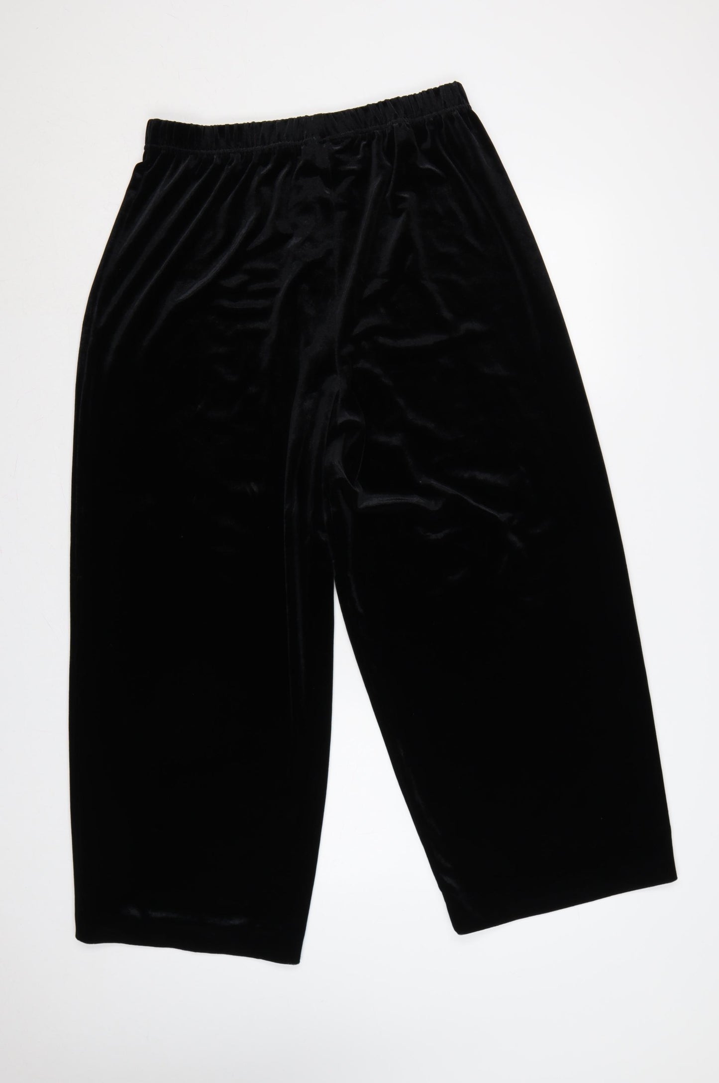 BB Dakota Women's Black L Velvet Wide-Leg Pull-On Trousers
