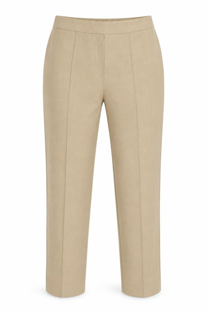 Marks & Spencer Women Beige UK 14 Long Straight Tailored Trousers