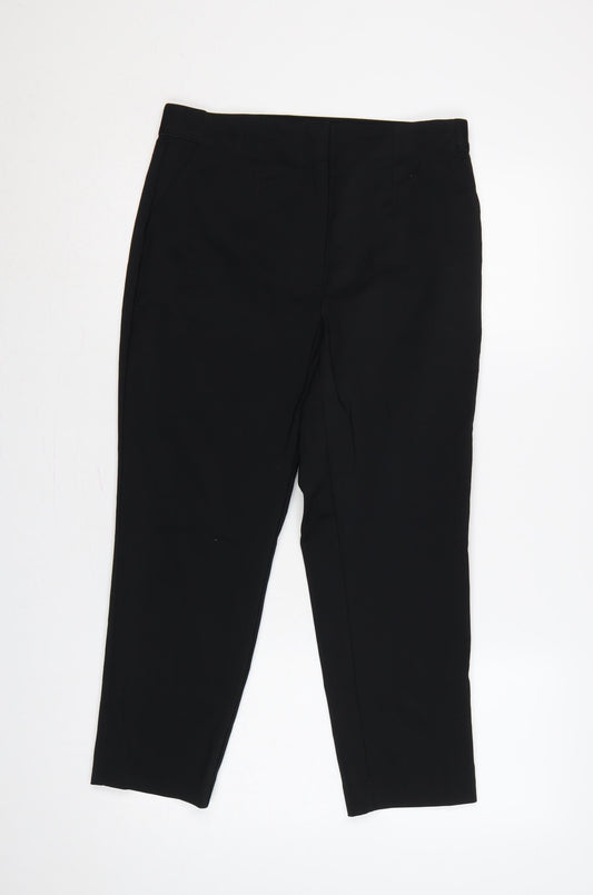 Marks & Spencer Women Black UK 12 Straight Leg Dress Trousers Pockets