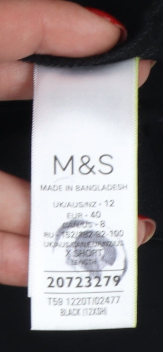 Marks & Spencer Women Black UK 12 Straight Leg Dress Trousers Pockets