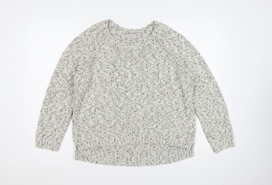 Marks and Spencer Women Grey UK 18 Chunky Knit Raglan Jumper