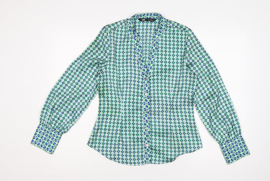 Zara Women Multicoloured S Geometric Button-Up Collared Blouse
