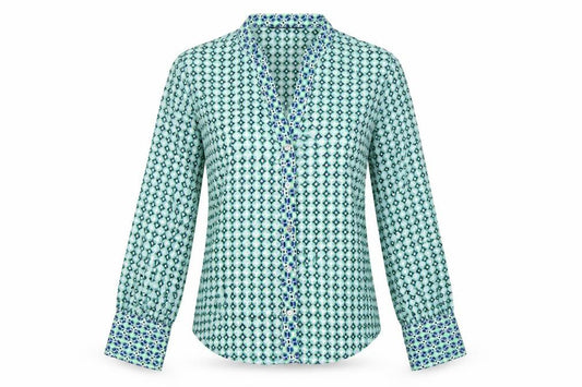 Front view of Zara Women Multicoloured S Geometric Button-Up Collared Blouse