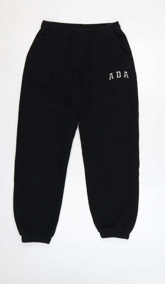 Adanola Women’s Black XS Cotton Logo Jogger Sweatpants