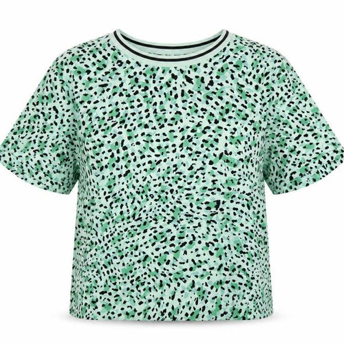 InWear Women Green Leopard Print Ringer T-Shirt UK 12 Short Sleeve