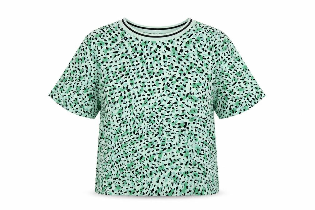 InWear Women Green Leopard Print Ringer T-Shirt UK 12 Short Sleeve