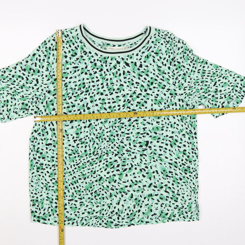 InWear Women Green Leopard Print Ringer T-Shirt UK 12 Short Sleeve