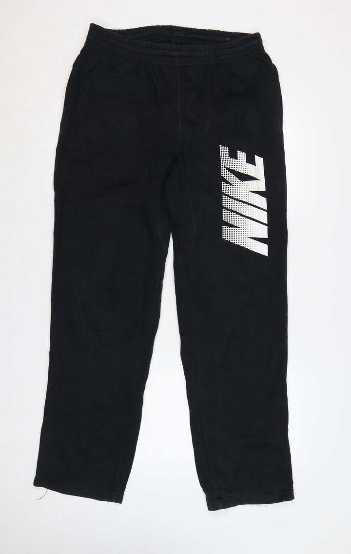 Nike Men’s Black M Logo Fleece Sweatpants Joggers Elastic Waist