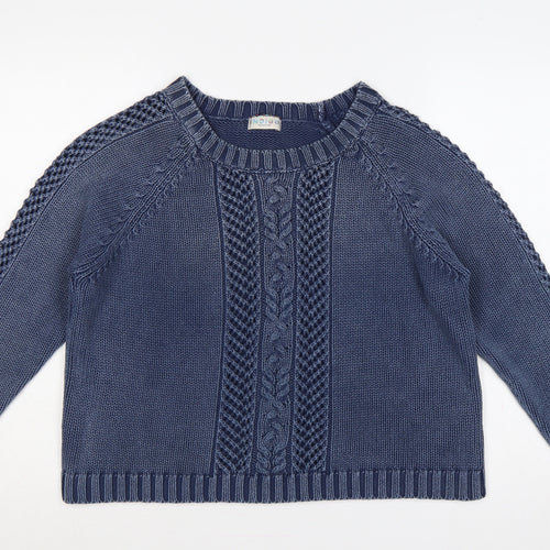 M&S Women Blue UK 18 Cable Knit Cotton Pullover Jumper