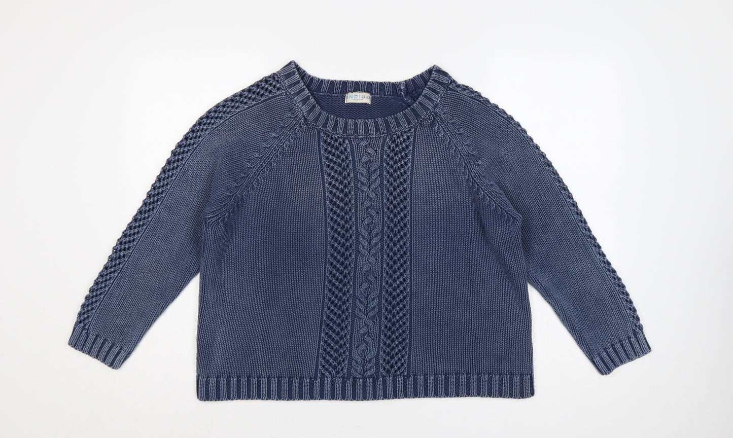 M&S Women Blue UK 18 Cable Knit Cotton Pullover Jumper