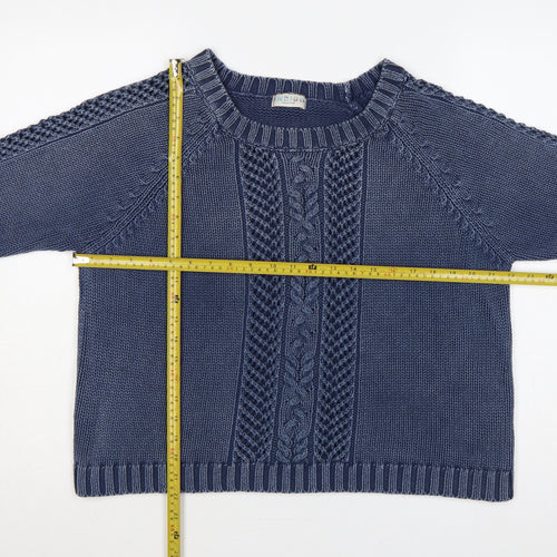 M&S Women Blue UK 18 Cable Knit Cotton Pullover Jumper