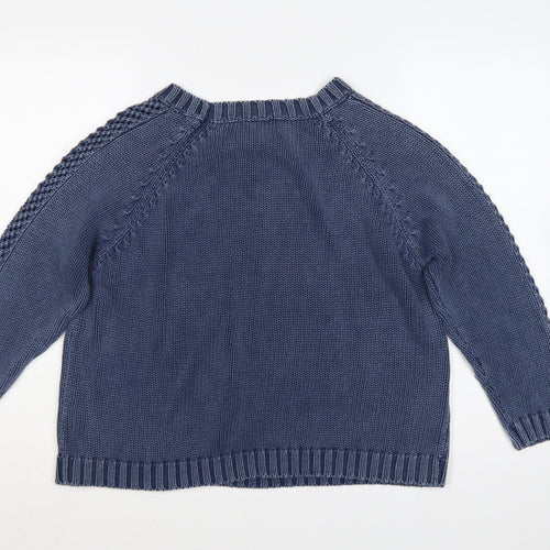 M&S Women Blue UK 18 Cable Knit Cotton Pullover Jumper