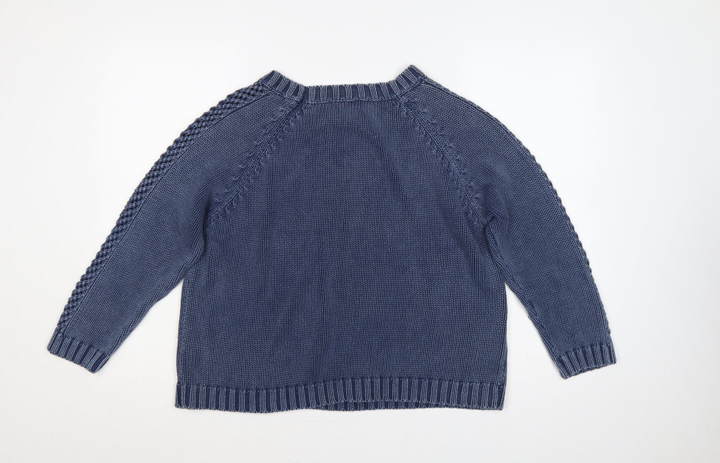 M&S Women Blue UK 18 Cable Knit Cotton Pullover Jumper