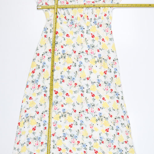 M&S Women’s Multicoloured Floral Midi Fit & Flare Dress UK 10 Petite