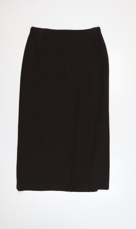 Gerry Weber Women Black UK 14 Long Pencil Skirt Pleated Lined