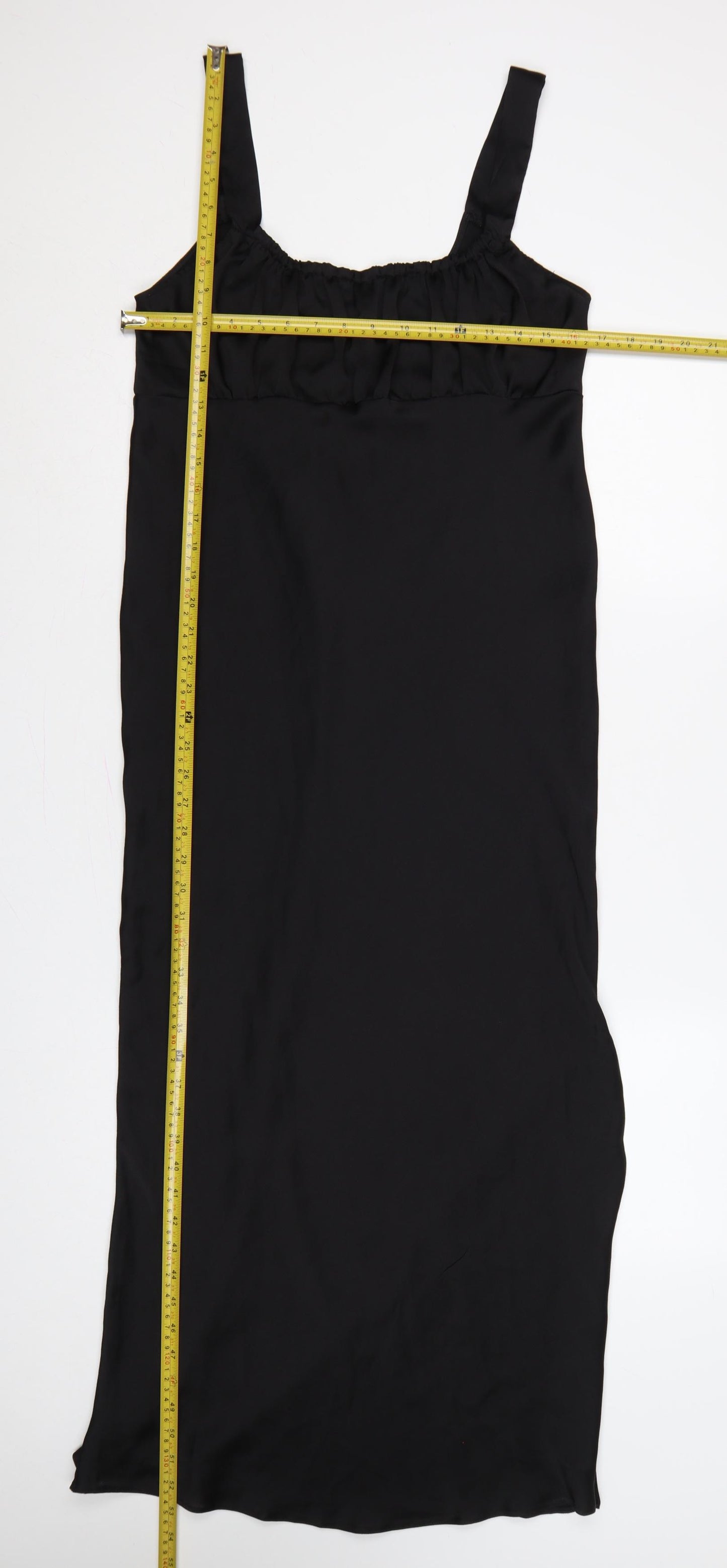 ASOS Design Women Black UK 12 Long Sleeveless Slip Dress