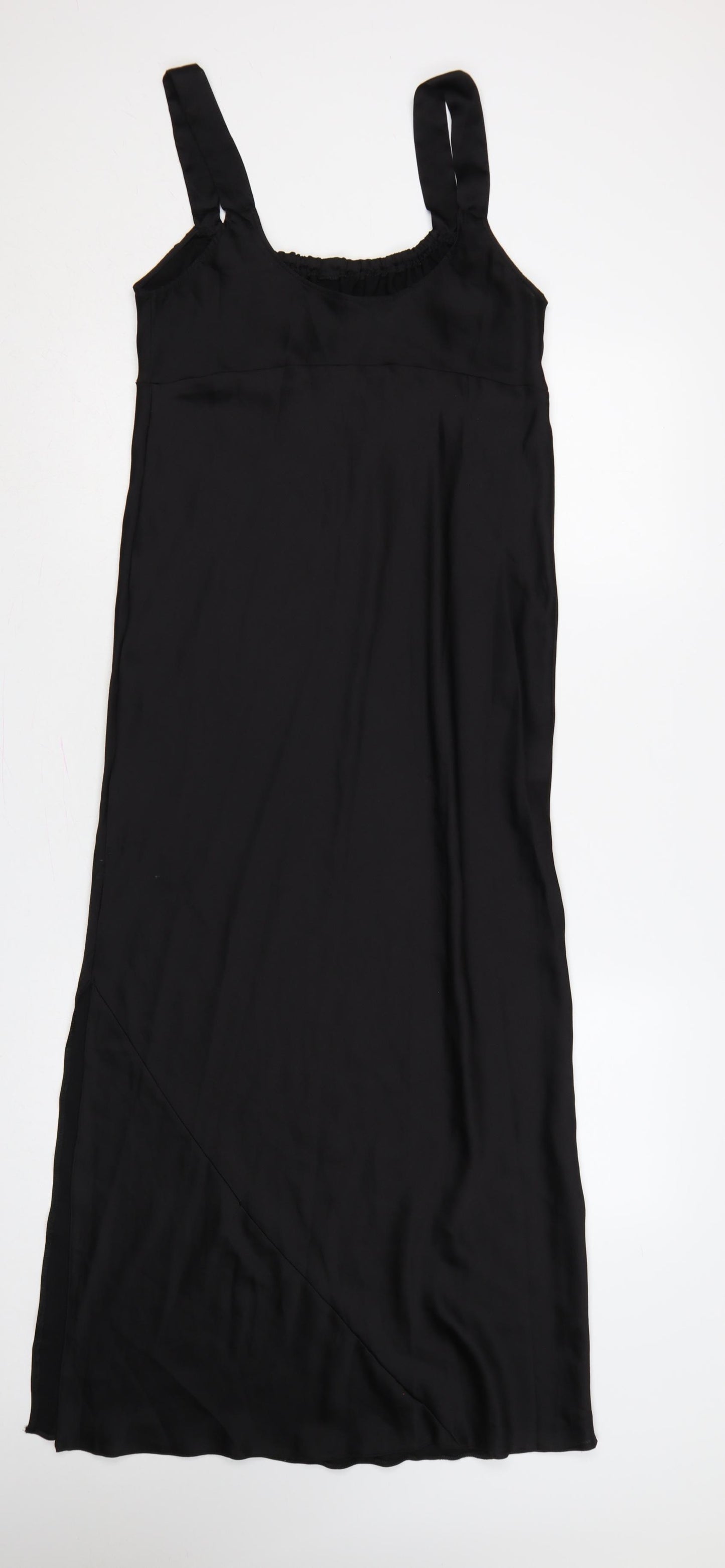 ASOS Design Women Black UK 12 Long Sleeveless Slip Dress