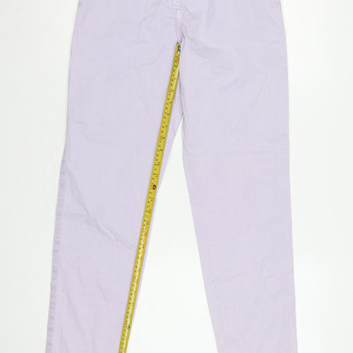 Marks & Spencer Women Purple UK 8 Tapered Chino Cotton Trousers
