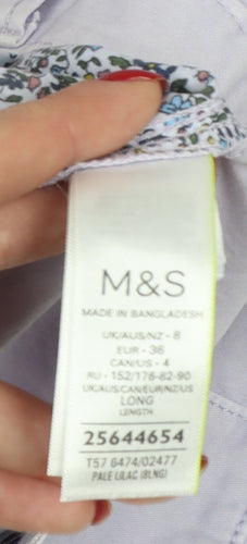 Marks & Spencer Women Purple UK 8 Tapered Chino Cotton Trousers