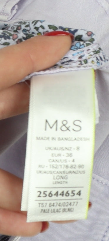 Marks & Spencer Women Purple UK 8 Tapered Chino Cotton Trousers