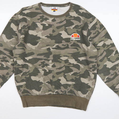 Ellesse Men’s Green Camo XL Crew Neck Logo Pullover Sweatshirt