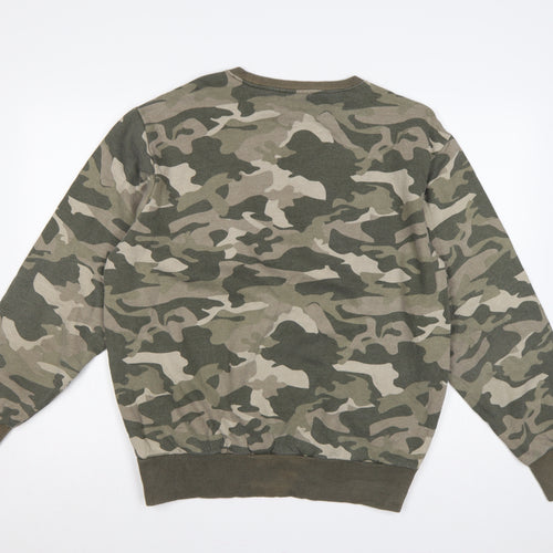 Ellesse Men’s Green Camo XL Crew Neck Logo Pullover Sweatshirt