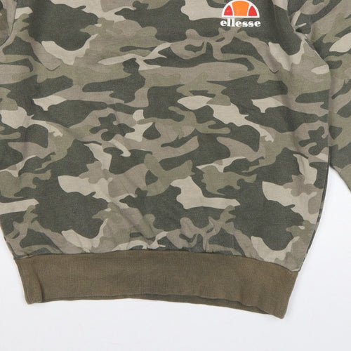 Ellesse Men’s Green Camo XL Crew Neck Logo Pullover Sweatshirt