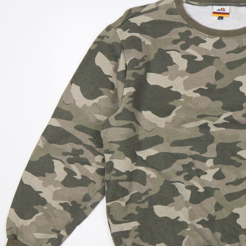 Ellesse Men’s Green Camo XL Crew Neck Logo Pullover Sweatshirt