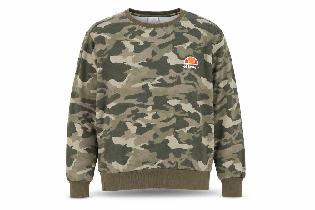 Ellesse Men’s Green Camo XL Crew Neck Logo Pullover Sweatshirt