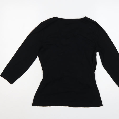 Sosandar Women’s Black Size 12 Wrap V-Neck Long Sleeve Top