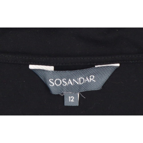 Sosandar Women’s Black Size 12 Wrap V-Neck Long Sleeve Top