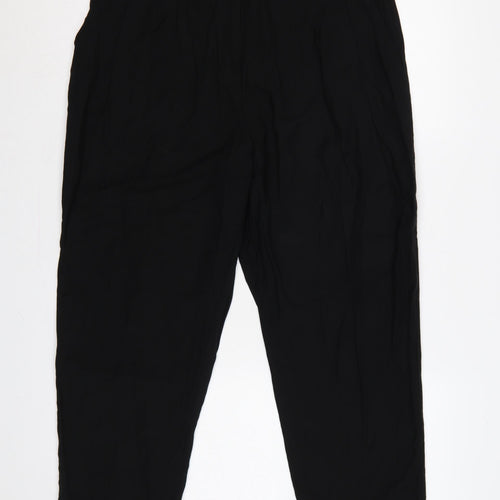 H&M Women Black UK 16 High Rise Tapered Tailored Trousers