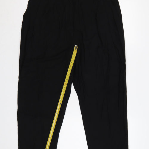 H&M Women Black UK 16 High Rise Tapered Tailored Trousers