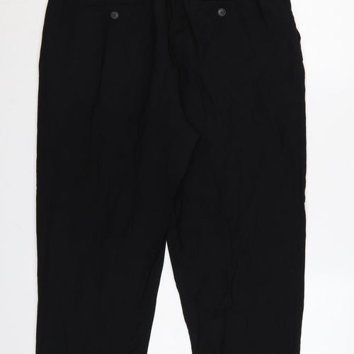 H&M Women Black UK 16 High Rise Tapered Tailored Trousers