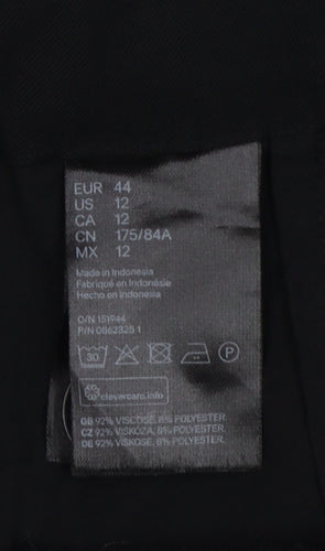 H&M Women Black UK 16 High Rise Tapered Tailored Trousers