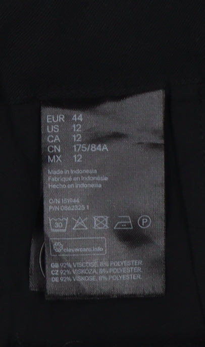 H&M Women Black UK 16 High Rise Tapered Tailored Trousers