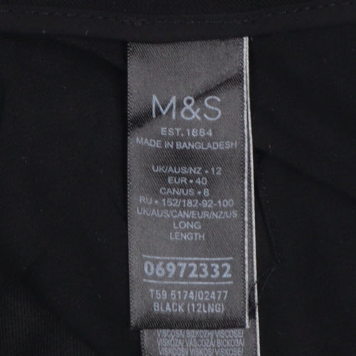 Marks & Spencer Women’s Black UK 12 Long Slim Leg Work Trousers
