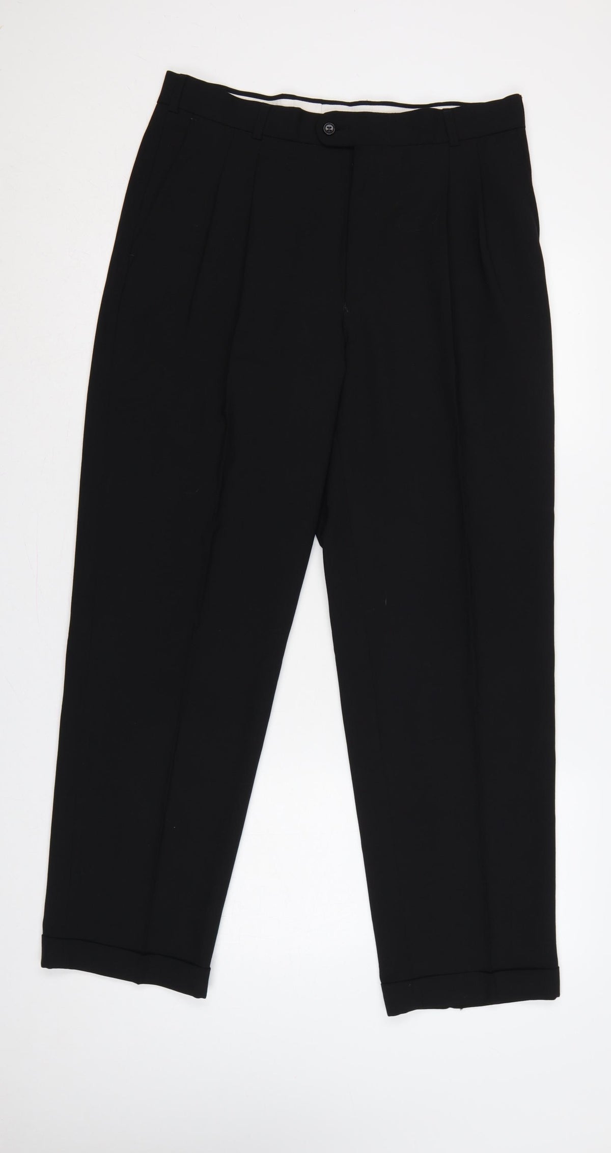 Burton Menswear Unisex Black 34 Pleated Tapered Dress Trousers