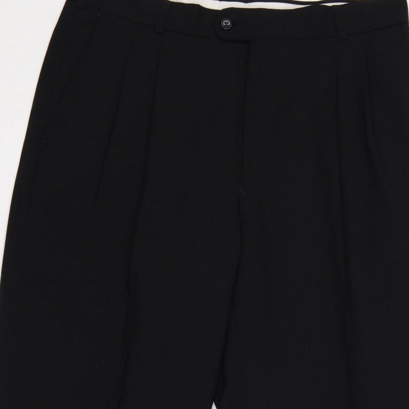 Burton Menswear Unisex Black 34 Pleated Tapered Dress Trousers
