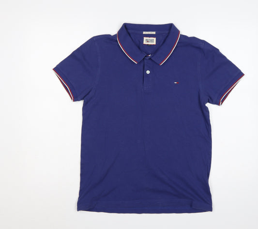 Hilfiger Denim Men's Blue L Short Sleeve Logo Polo Shirt
