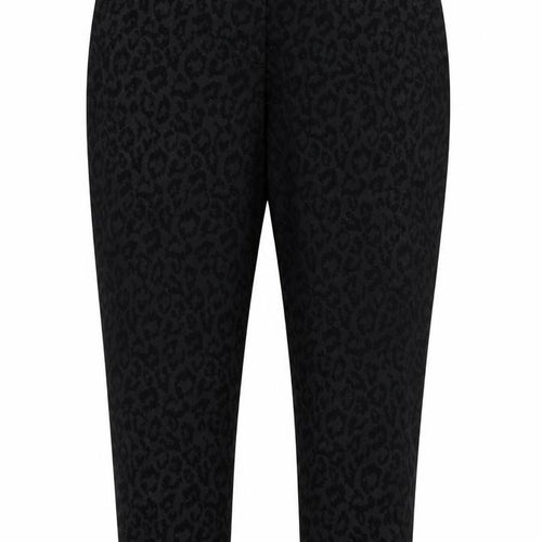 Per Una Women’s Black Animal Print Slim Straight Trousers UK 18 Short