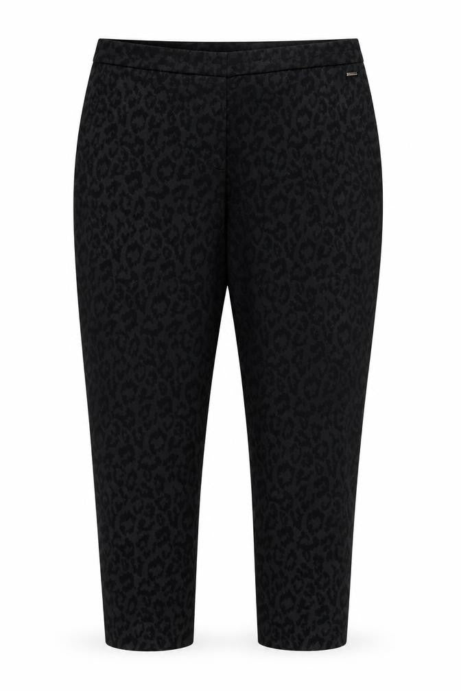 Per Una Women’s Black Animal Print Slim Straight Trousers UK 18 Short