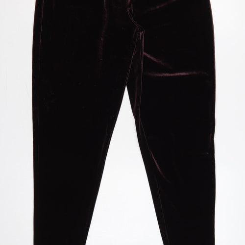 Esprit Women Brown M Velvet Stretch Elastic Waist Leggings