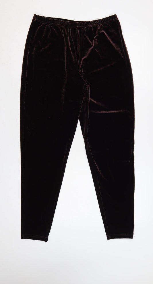 Esprit Women Brown M Velvet Stretch Elastic Waist Leggings