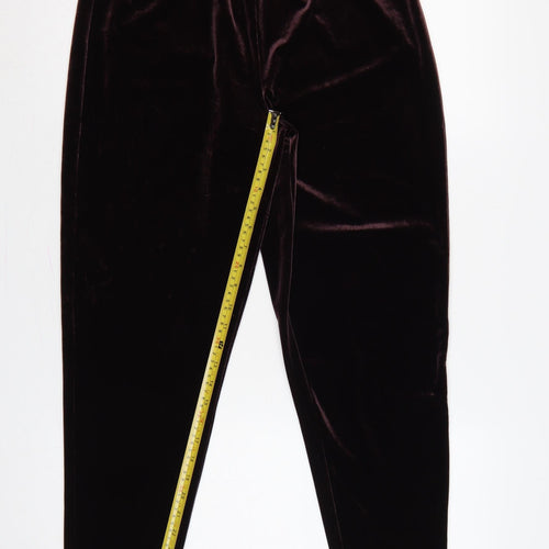 Esprit Women Brown M Velvet Stretch Elastic Waist Leggings
